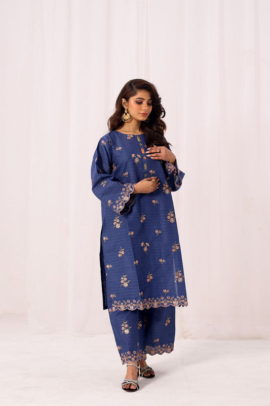 2 Piece Cotton Embroidered Suit-KA875