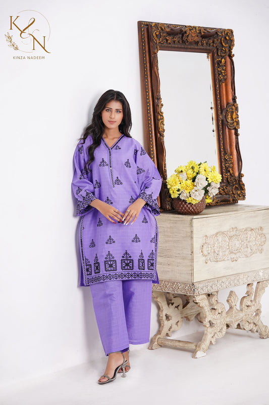 2 Piece Cotton Embroidered Suit-KA0857