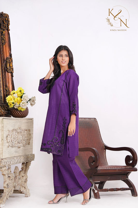 2 Piece Cotton Embroidered Suit-KA0850