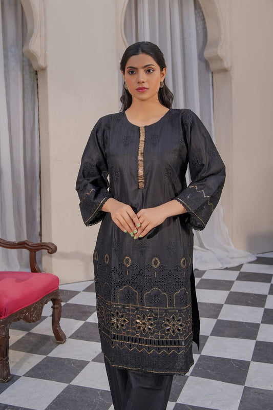 2 Piece Cotton Embroidered Suit-KA918