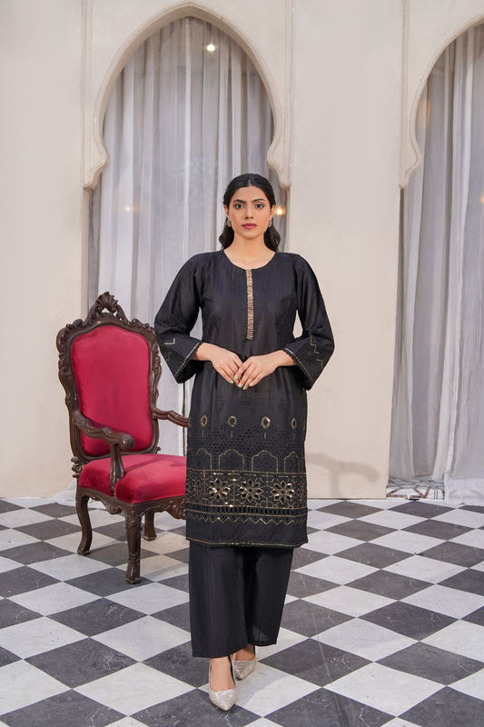 2 Piece Cotton Embroidered Suit-KA918