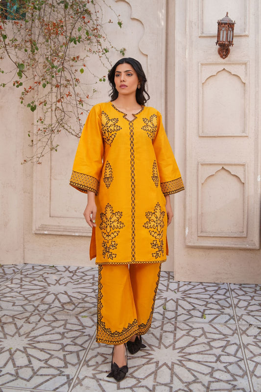 2 Piece Cotton Embroidered Suit-KA907